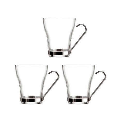 SET 3 TAZAS TE QUID SUPREME VIDRIO/INOX 23CL